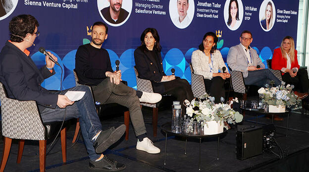 CTech’s James Spiro moderating a panel featuring Isabelle Amiel Azoulai, Nowi Kallen, Jonathan Tudor, Irit Kahan, and Sivan Shamri Dahan CTech’s James Spiro moderating a panel featuring Isabelle Amiel Azoulai, Nowi Kallen, Jonathan Tudor, Irit Kahan, and Sivan Shamri Dahan
