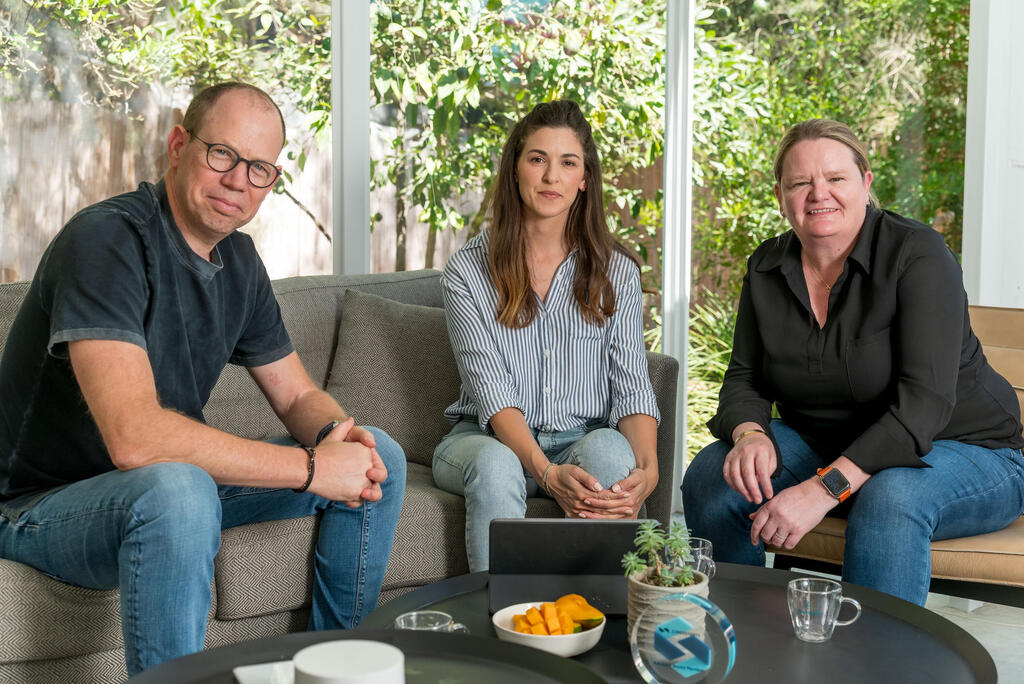 Cyberstarts partners Gili Raanan (from left), Lior Simon and Emily Heath. (Ron Shelef) Cyberstarts founders