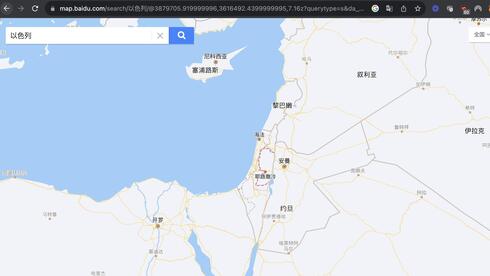 Israel appears in shape only on China's mapping services Israel appears in shape only on China's mapping services